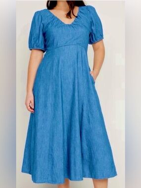 Old Navy Fit and Flare Midi Short Puff Sleeve Dress MP